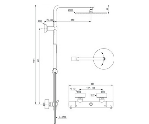 душевая система IDEAL STANDARD CERATHERM T125